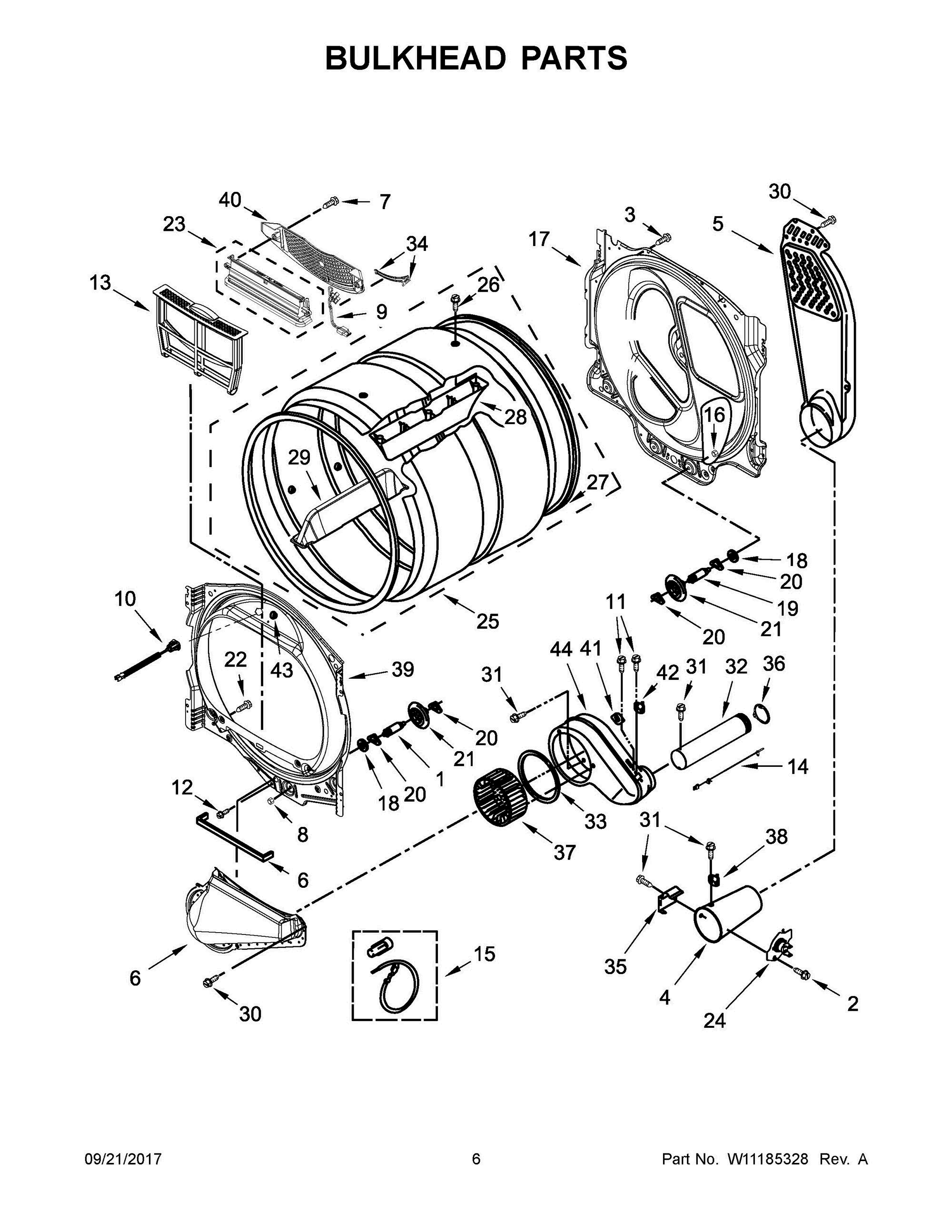 04 - BULKHEAD PARTS Diagram and Parts List for MGDB835DC4  Whirlpool Dryer