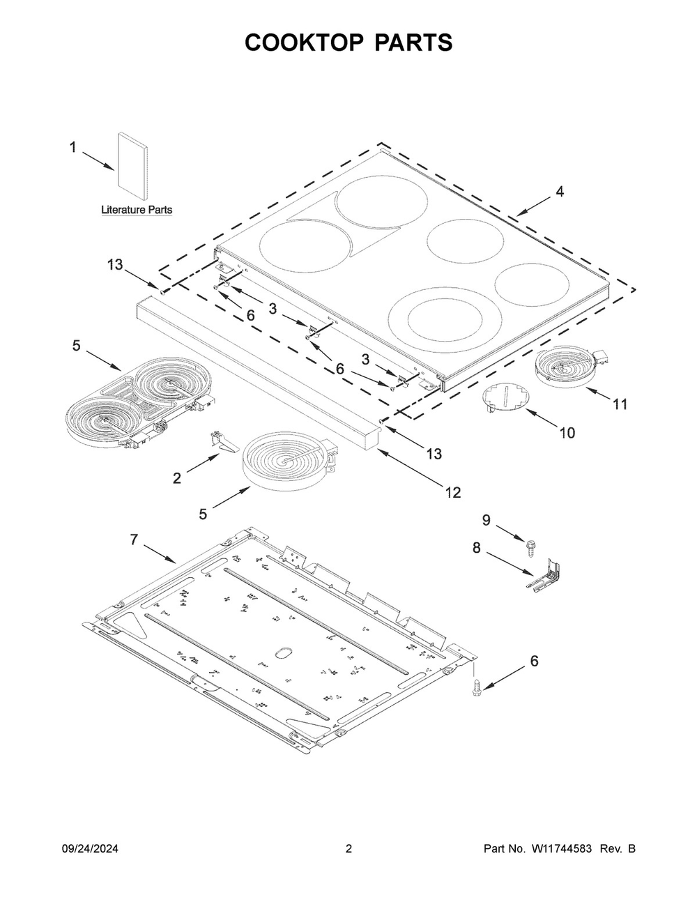 02 - Cooktop Parts Diagram and Parts List for YMFES8030RZ0  Whirlpool Range