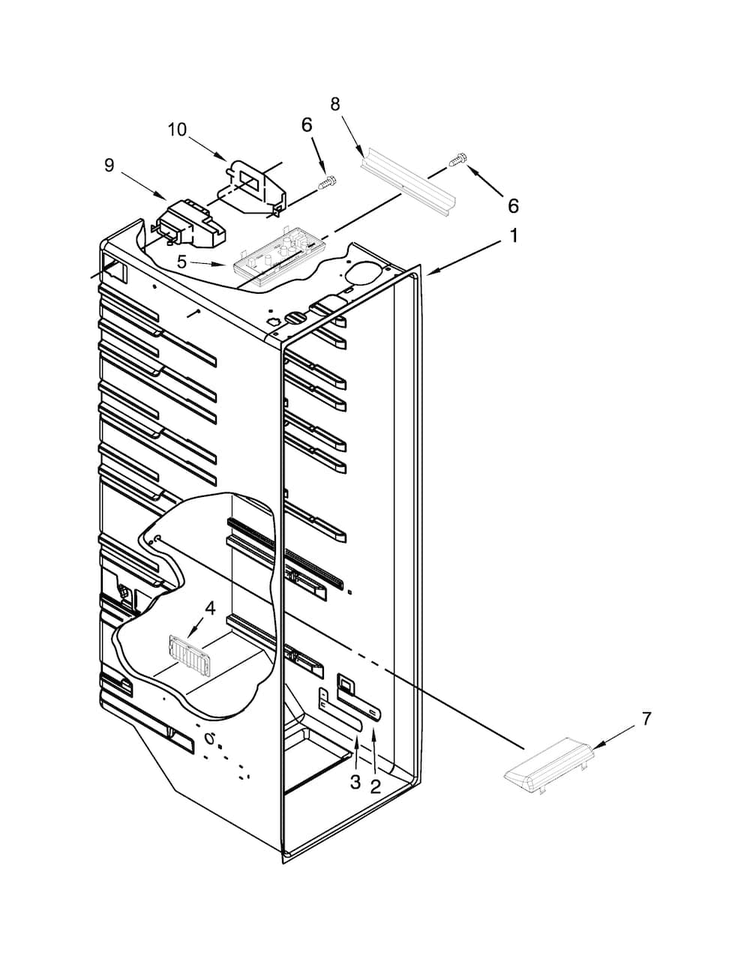 Refrigerator Liner Parts Diagram and Parts List for 10641129213  Kenmore Refrigerator