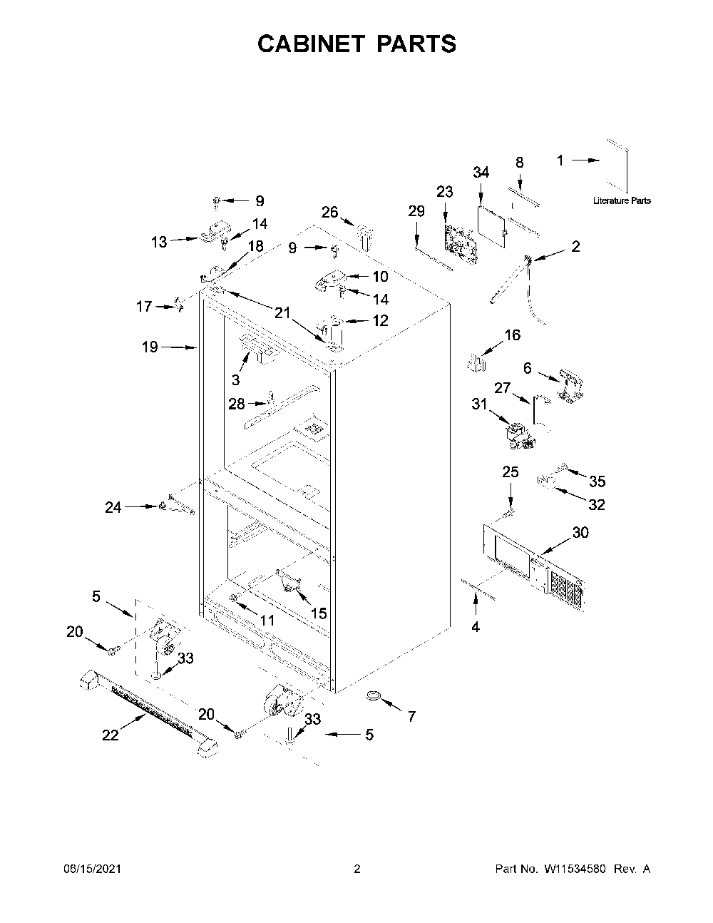 Cabinet Parts Diagram and Parts List for KRFC300ESS06  KitchenAid Refrigerator
