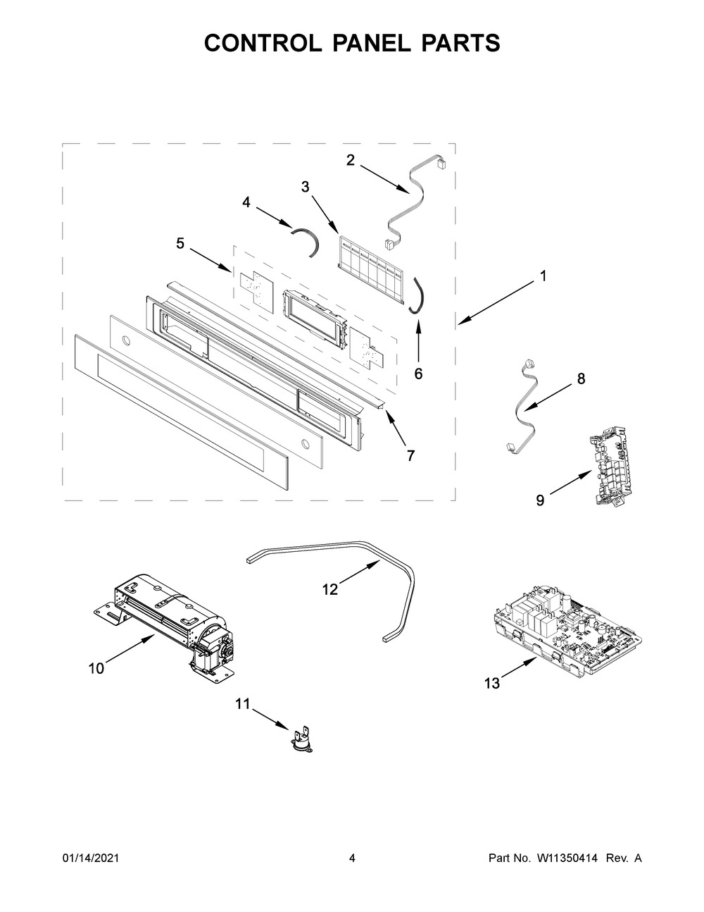 Control Panel Parts Diagram and Parts List for JJW2424HL0  Whirlpool Wall Oven