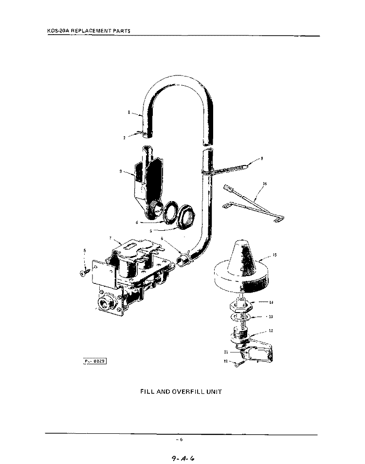 FILL AND OVERFILL Diagram and Parts List for KDS20A  KitchenAid Dishwasher