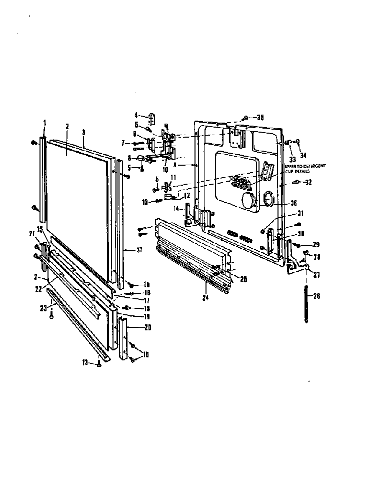 Door Diagram and Parts List for 8565L20  Roper Dishwasher