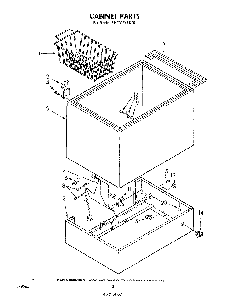 SECTION Diagram and Parts List for EH090FXSN00  Whirlpool Freezer
