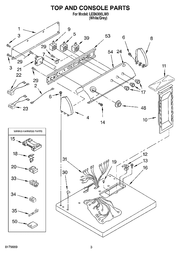 SECTION Diagram and Parts List for LEB6300LW0  Whirlpool Dryer