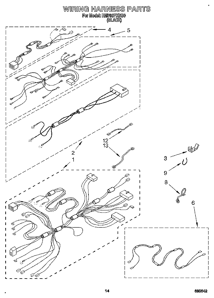 WIRING HARNESS Diagram and Parts List for RM765PXBB0  Whirlpool Wall Oven