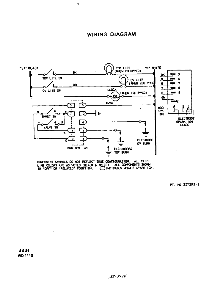 WIRING DIAGRAM Diagram and Parts List for F4057W1  Roper Range