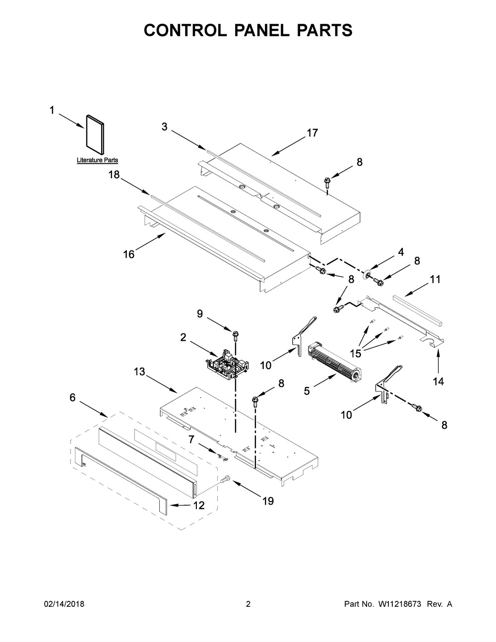 Control Panel Parts Diagram and Parts List for WOD97ES0ES03  Whirlpool Wall Oven