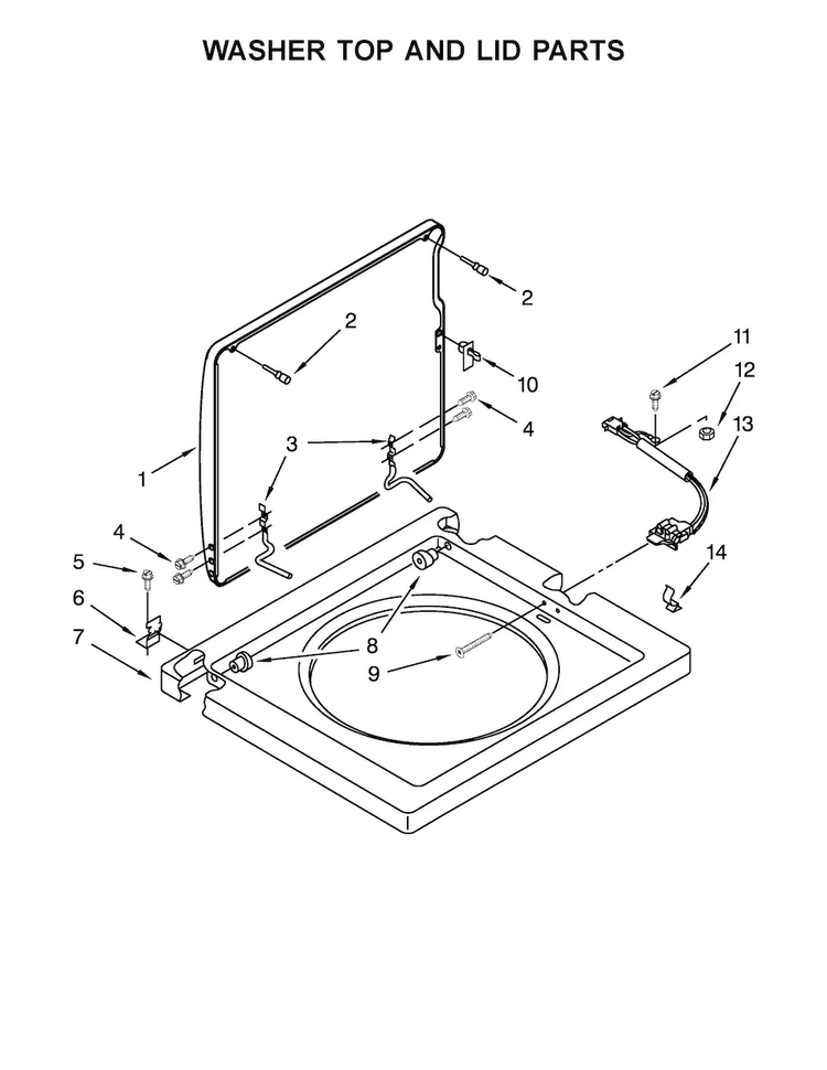Washer Top And Lid Parts Diagram and Parts List for WET4024EW0  Whirlpool Washer Dryer Combo