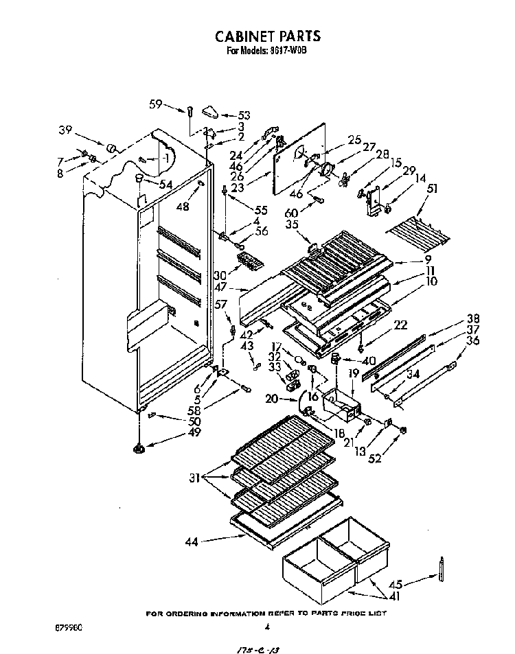 Cabinet Diagram and Parts List for 8617*0B  Roper Refrigerator
