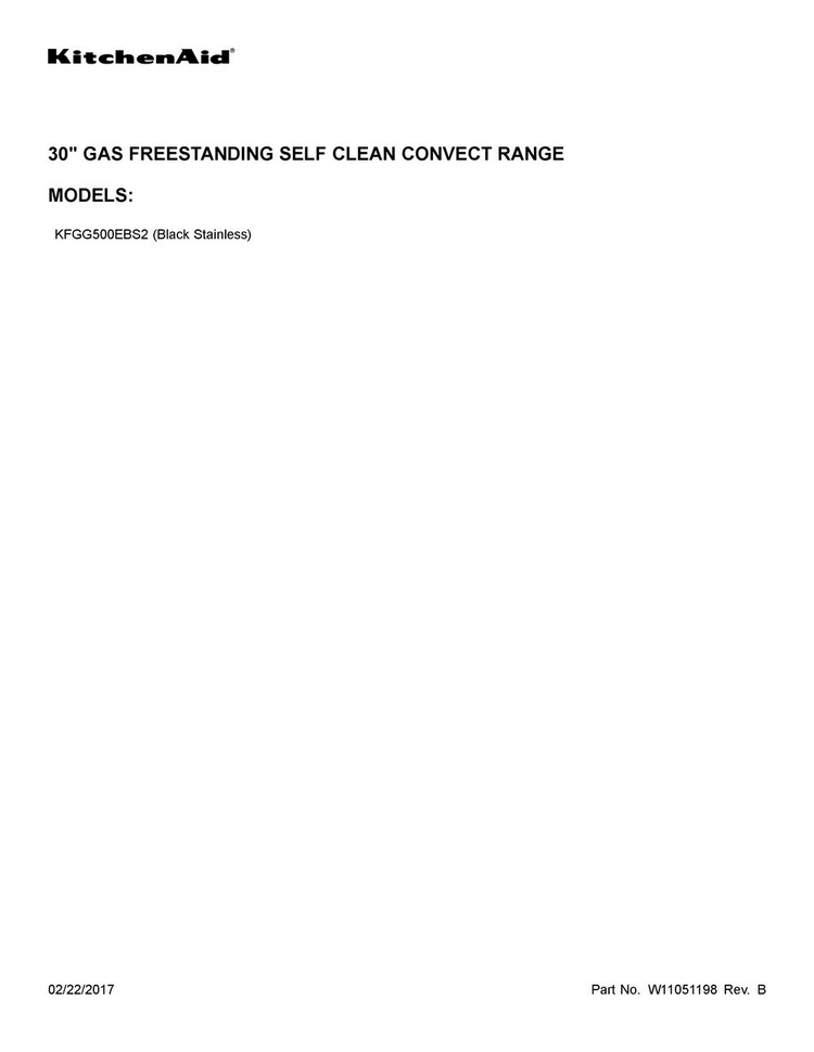 Cover Sheet Diagram and Parts List for KFGG500EBS2  KitchenAid Range