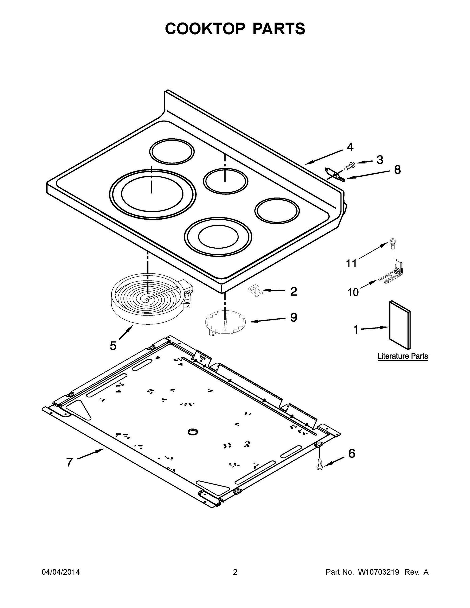 02 - COOKTOP PARTS Diagram and Parts List for YWFE710H0BH1  Whirlpool Range