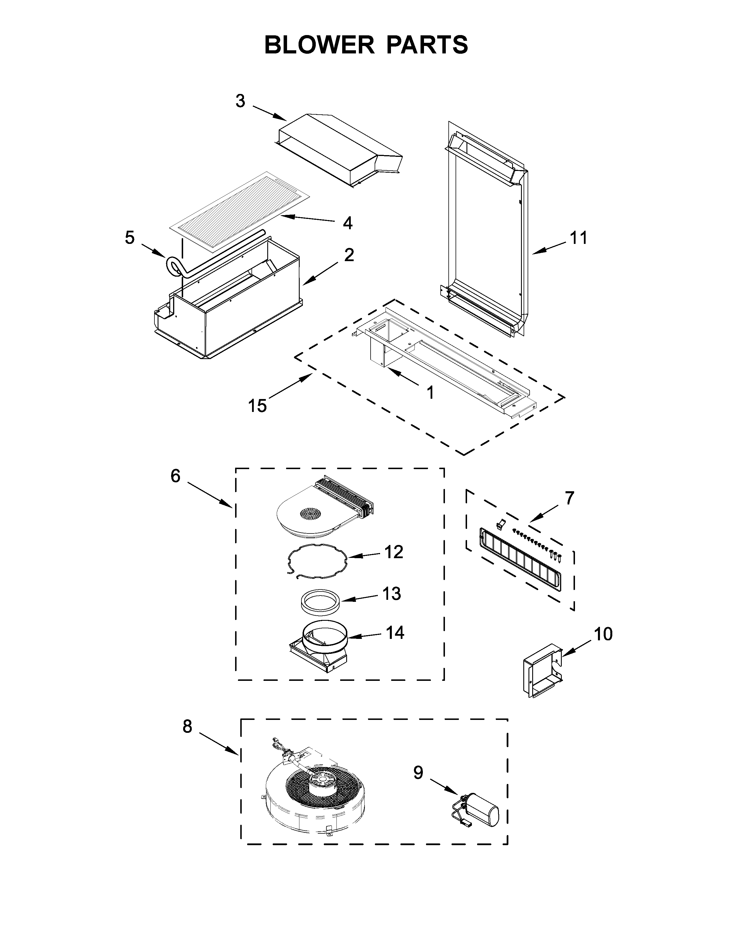 Blower Parts Diagram and Parts List for 66542783710  Kenmore Range