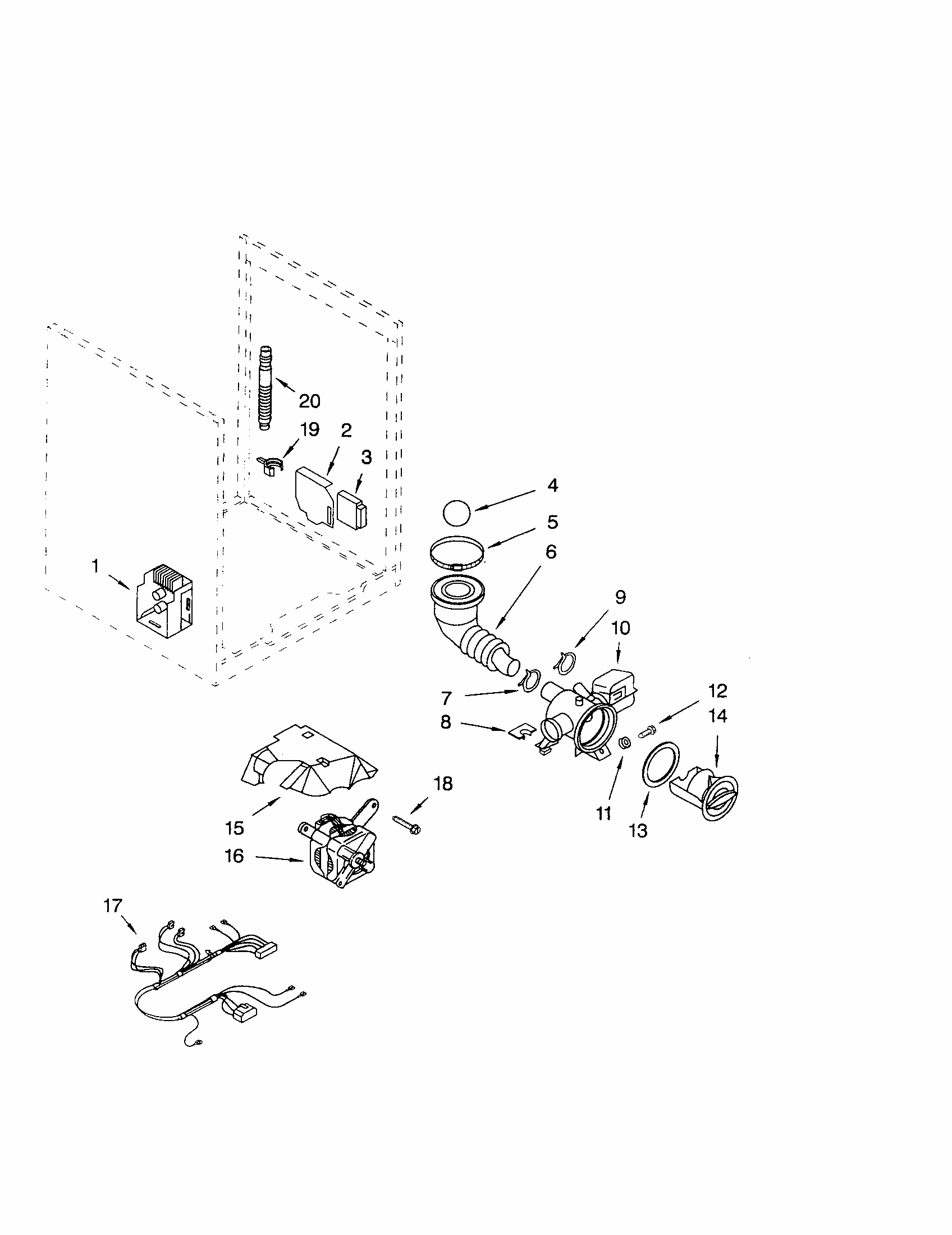 Pump And Motor Diagram and Parts List for 11042926220  Kenmore Washer