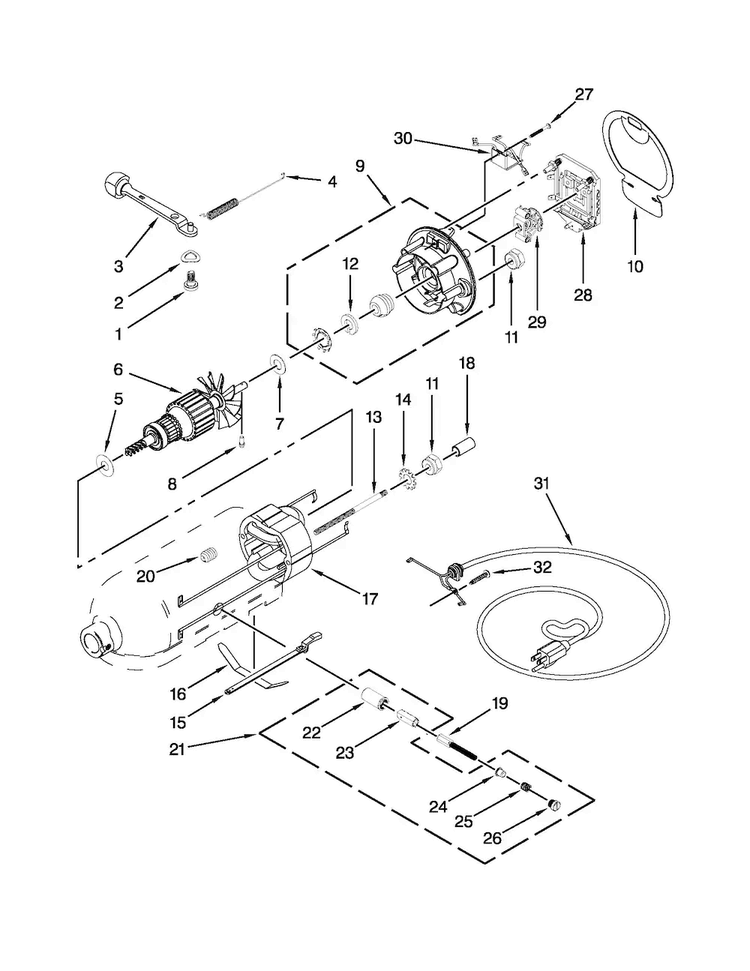 Motor And Control Unit Parts Diagram and Parts List for KSM150AGBFP0  KitchenAid Mixer