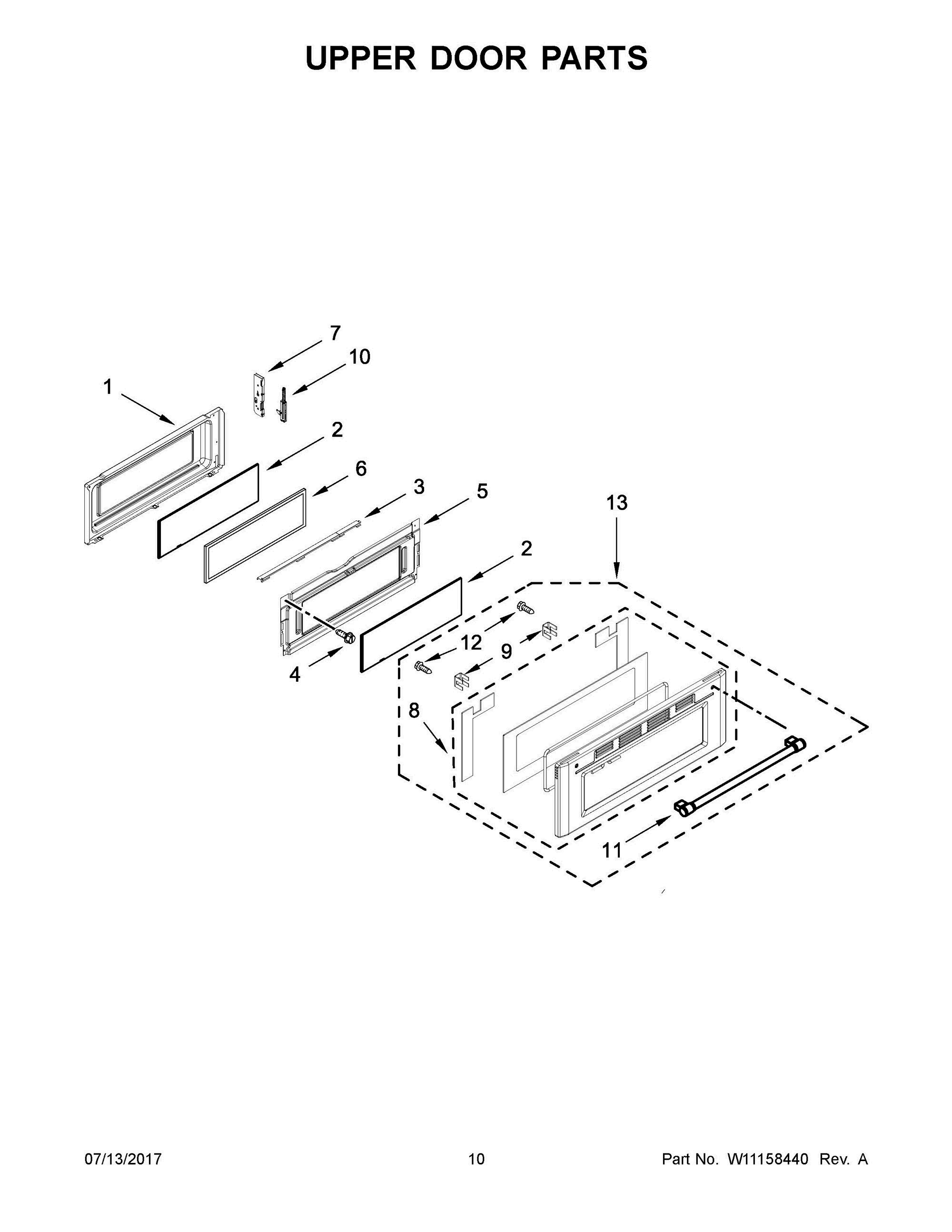 06 - UPPER DOOR PARTS Diagram and Parts List for MGT8800FZ00  Whirlpool Range