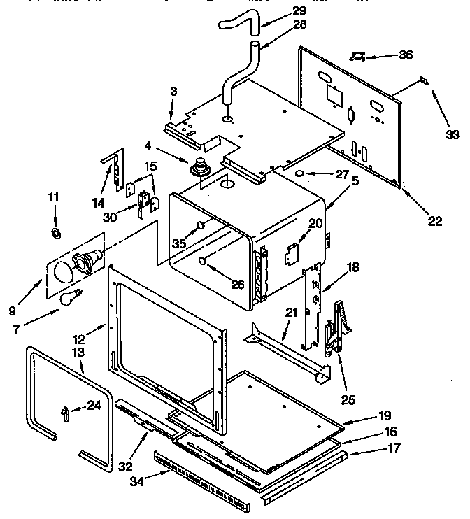 Lower Oven Diagram and Parts List for KEBS227BAL0  KitchenAid Wall Oven