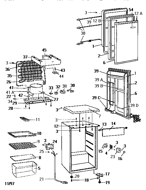 Refrigerator Cabinet Parts Diagram and Parts List for 46196472691  Kenmore Refrigerator