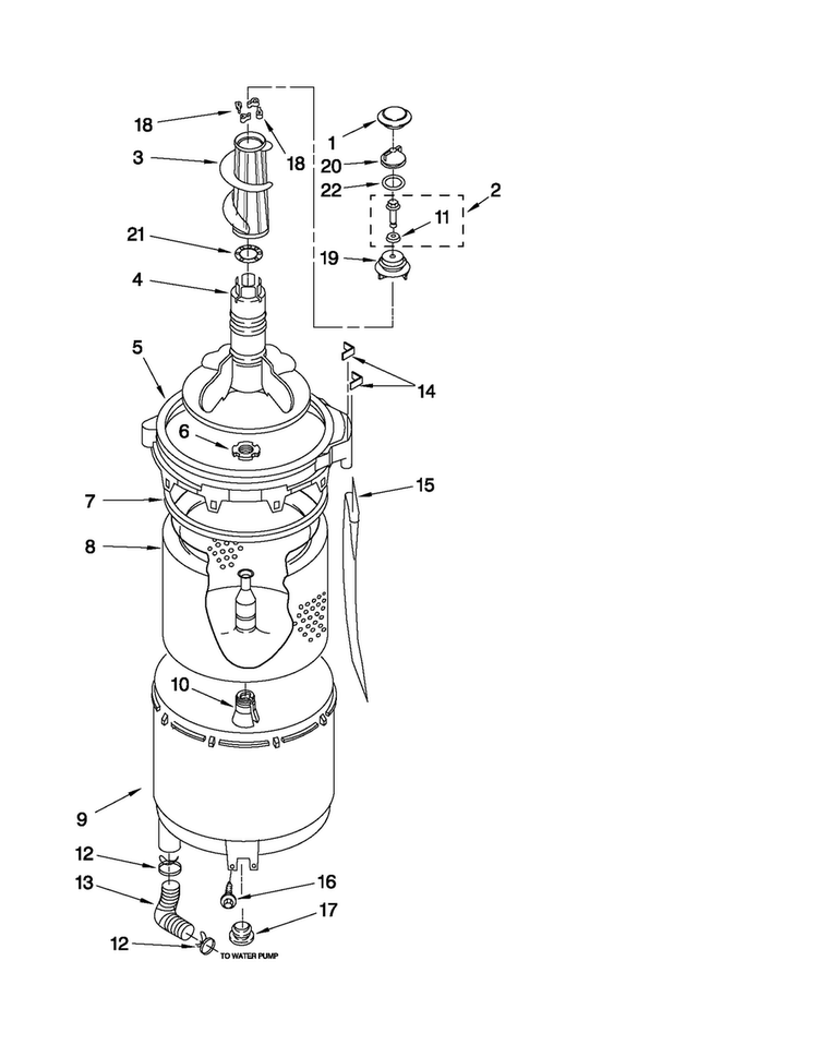 Tub And Basket Parts Diagram and Parts List for 11098752799  Kenmore Washer Dryer Combo