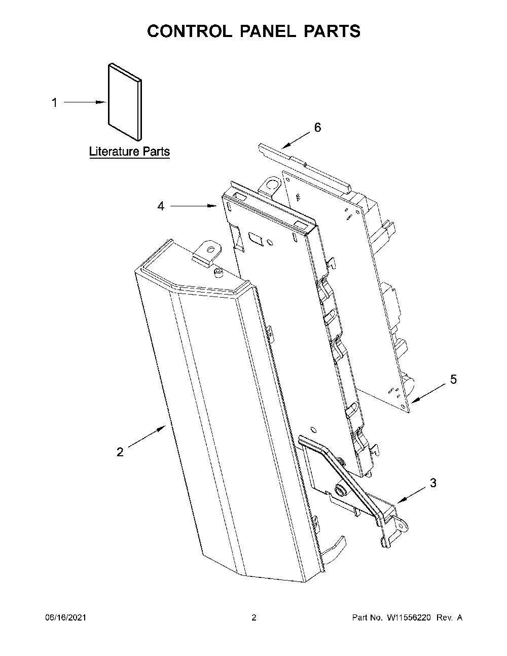 Control Panel Parts Diagram and Parts List for KMHP519ESS06  KitchenAid Microwave