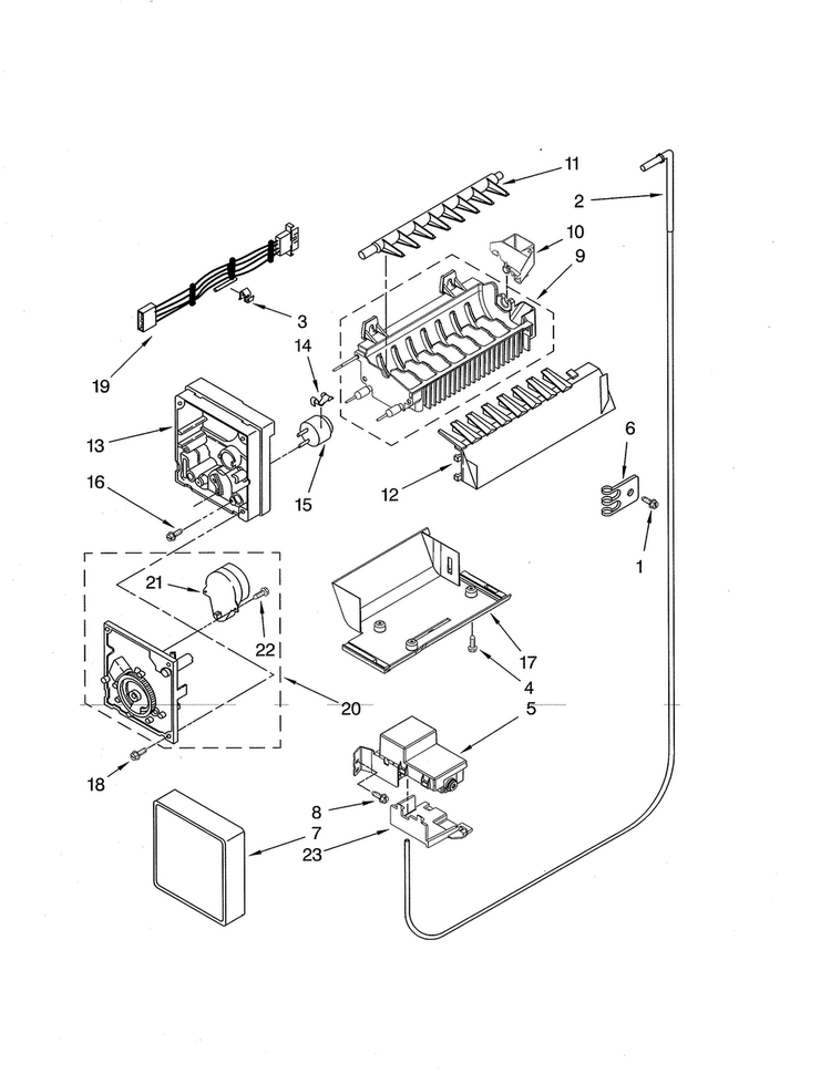 Icemaker Diagram and Parts List for GS6NHAXVB04  Whirlpool Refrigerator