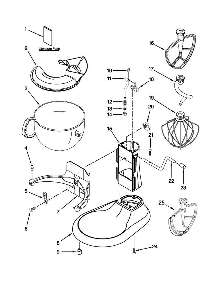 Base And Pedestal Unit Diagram and Parts List for KP26M1FQWH5  KitchenAid Mixer