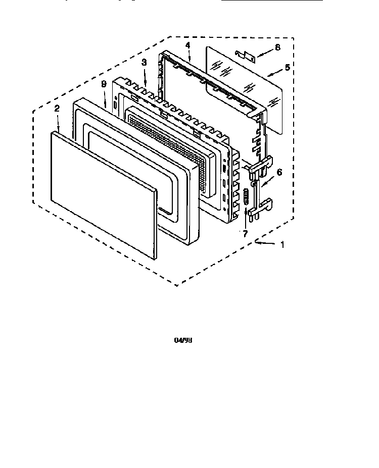 Door Diagram and Parts List for MT1135SGZ0  Whirlpool Microwave