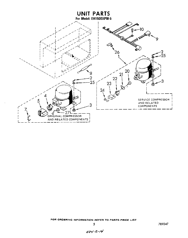 SECTION Diagram and Parts List for EH1500XPM5  Whirlpool Freezer