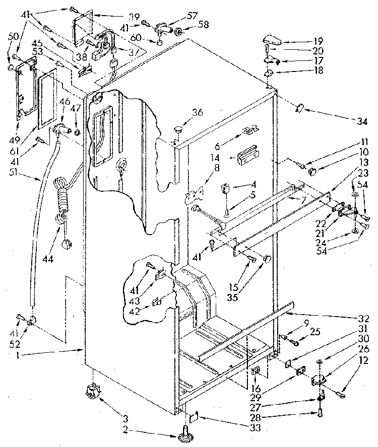 Cabinet Diagram and Parts List for ET18JKXSM05  Whirlpool Refrigerator