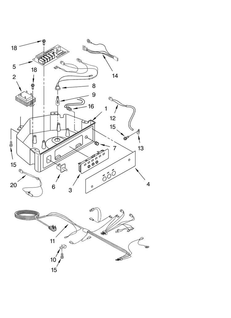 Control Panel Parts Diagram and Parts List for 8198549  KitchenAid Ice Maker