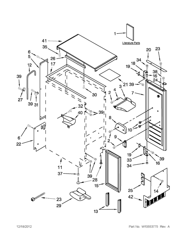 Cabinet Liner And Door Parts Diagram and Parts List for 10689583707  Kenmore Ice Maker