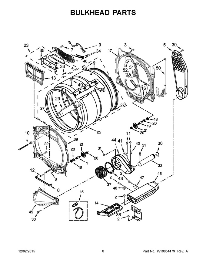 04 - Bulkhead Parts Diagram and Parts List for YWED8500DC2  Whirlpool Dryer