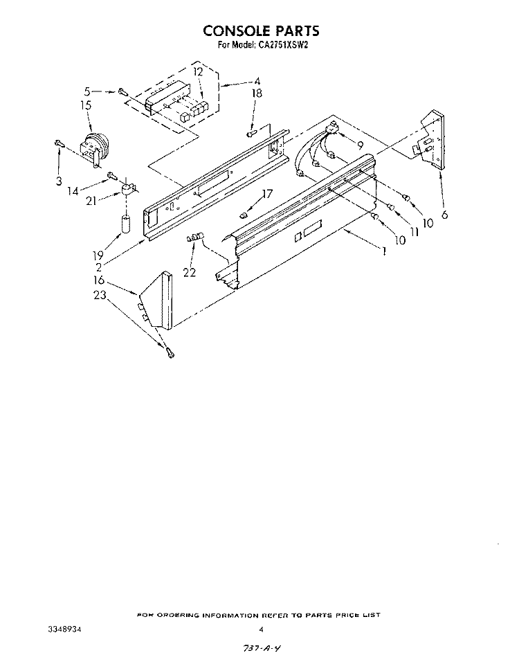 CONSOLE Diagram and Parts List for CA2751XSW2  Whirlpool Washer