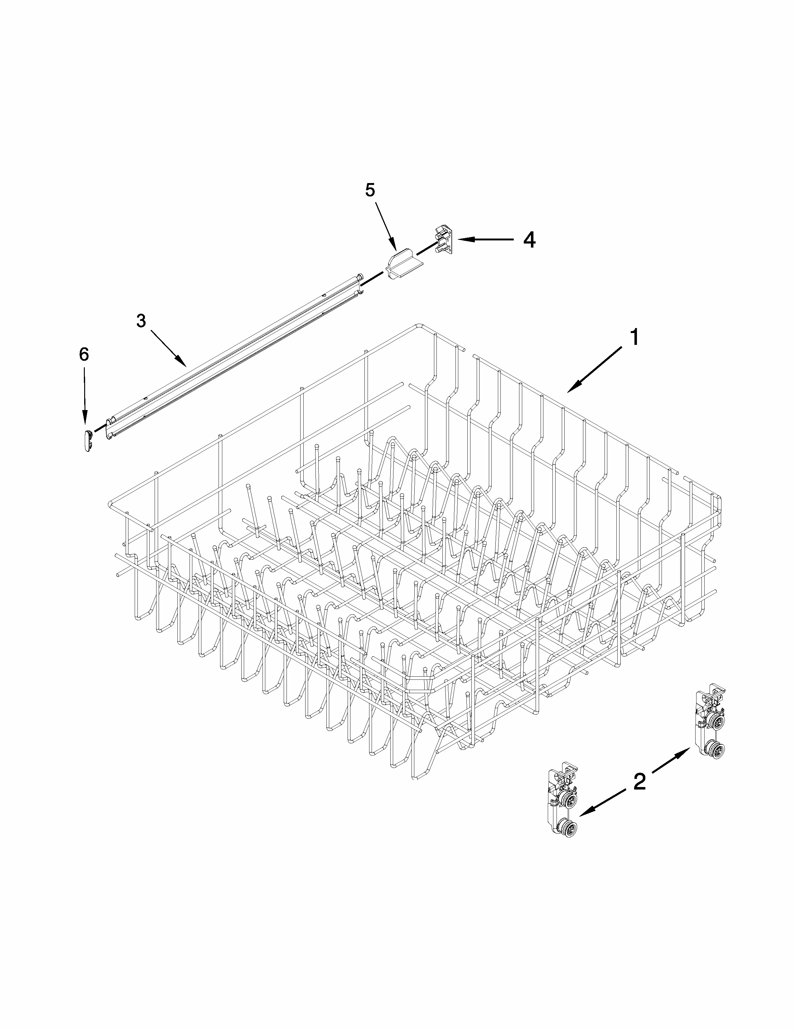 Upper Rack And Track Parts Diagram and Parts List for 66512723K311  Kenmore Dishwasher