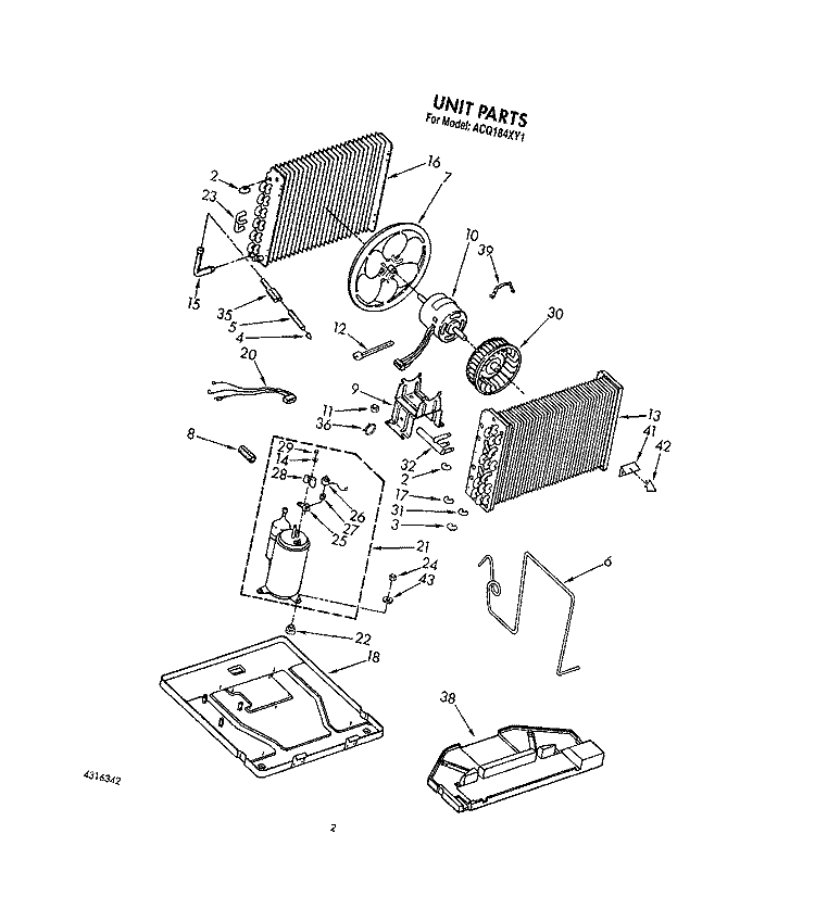 UNIT Diagram and Parts List for ACQ184XY1  Whirlpool Air Conditioner