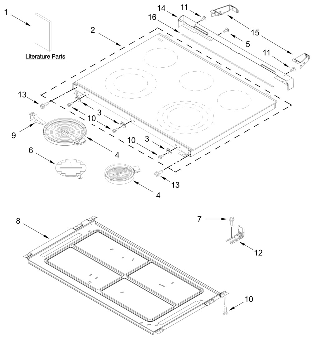 Cooktop Parts Diagram and Parts List for WSES5030SZ0  Whirlpool Wall Oven