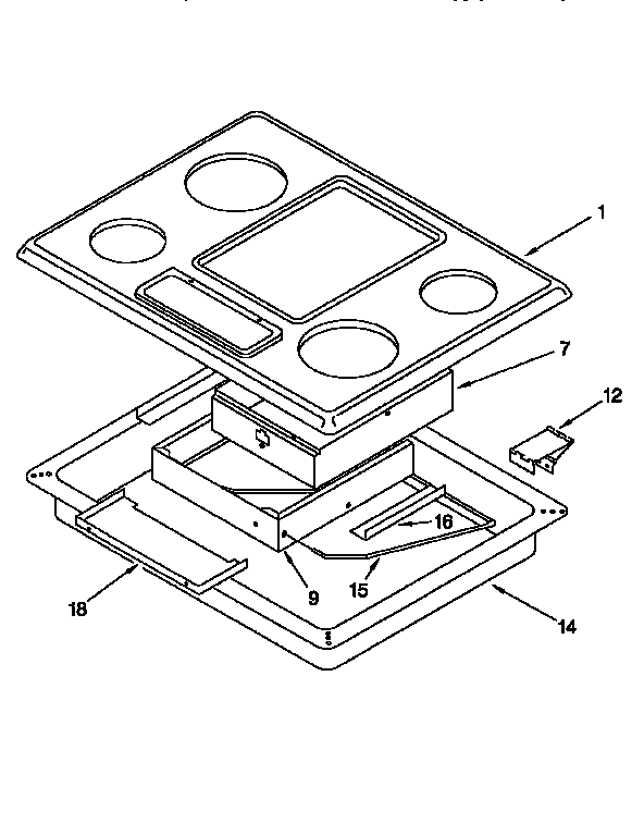 Cooktop Diagram and Parts List for KECG260SHW7  KitchenAid Cooktop