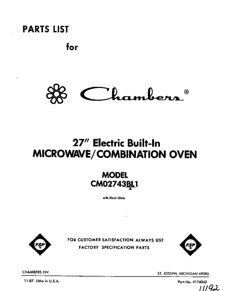 Front Cover Diagram and Parts List for CMO2743BL1  KitchenAid Microwave
