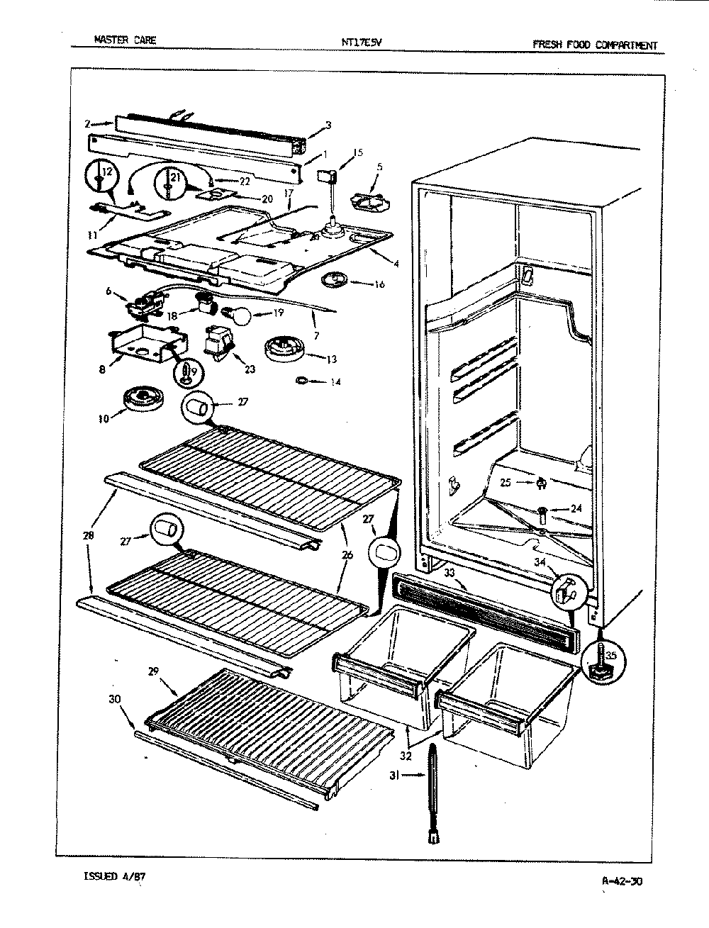 03 - Fresh Food Compartment Diagram and Parts List for NT17E5VA  Whirlpool Refrigerator