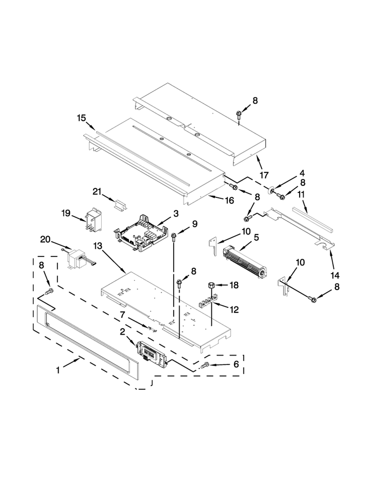Control Panel Parts Diagram and Parts List for KEBS109BSP01  KitchenAid Wall Oven