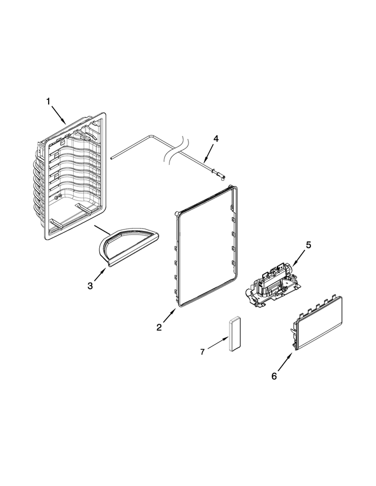 Dispenser Parts Diagram and Parts List for WRS950SIAM01  Whirlpool Refrigerator