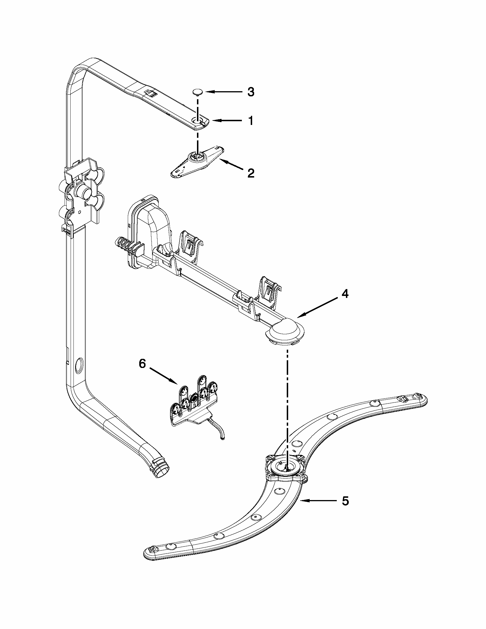 Upper Wash And Rinse Parts Diagram and Parts List for 66513283K116  Kenmore Dishwasher