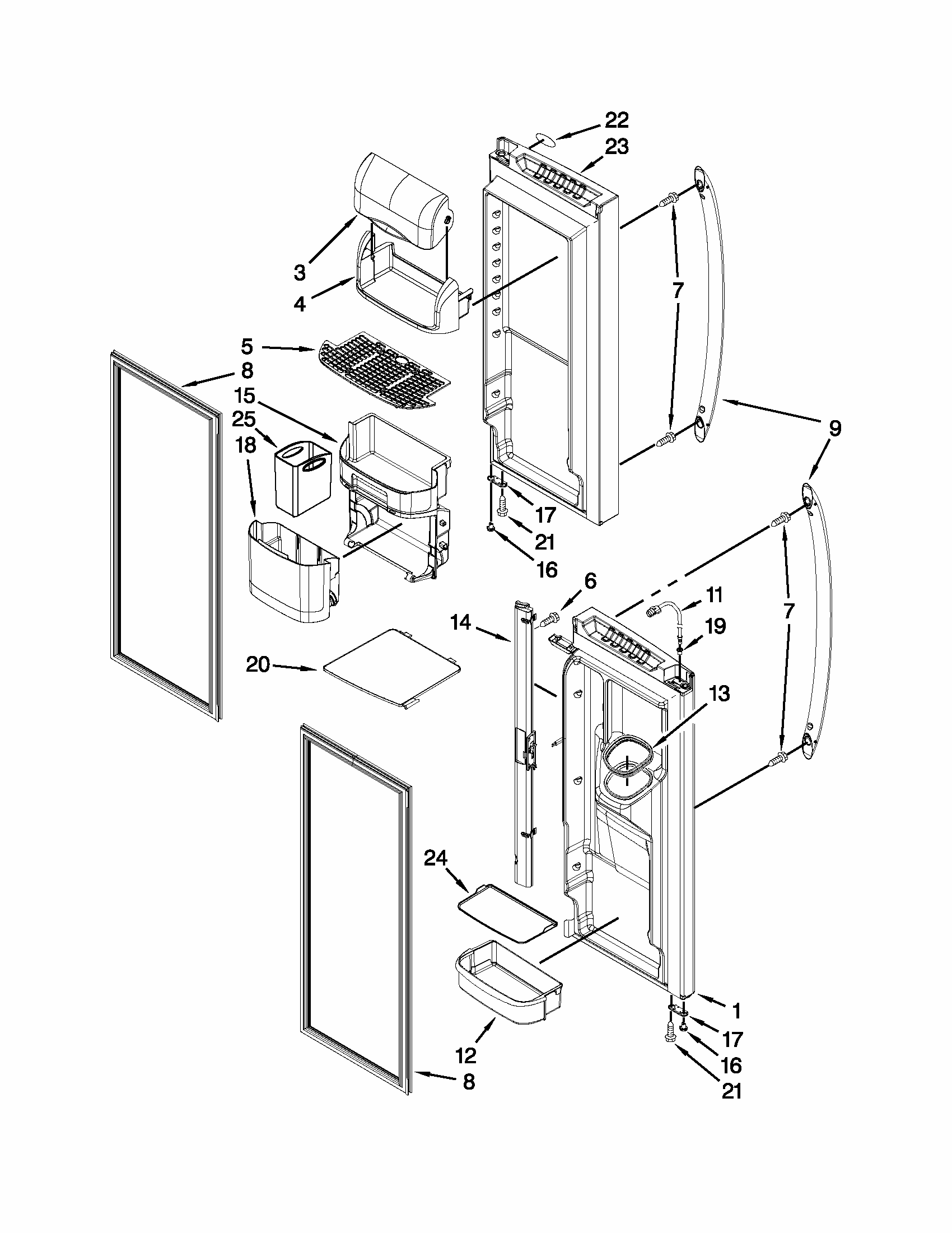Refrigerator Door Parts Diagram and Parts List for 59679242016  Kenmore Refrigerator