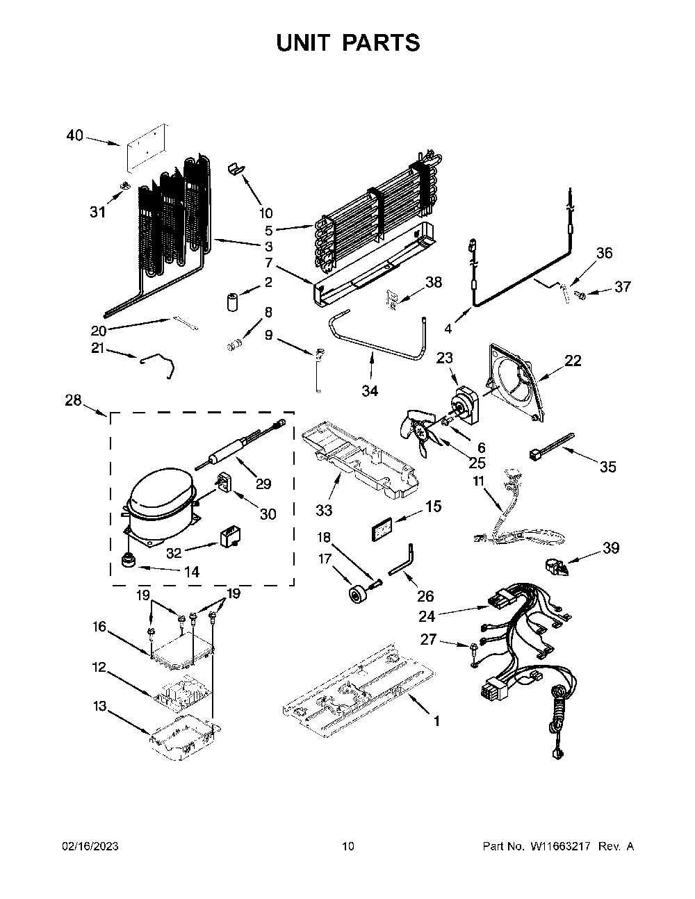Unit Parts Diagram and Parts List for KRFF300EWH04  KitchenAid Refrigerator