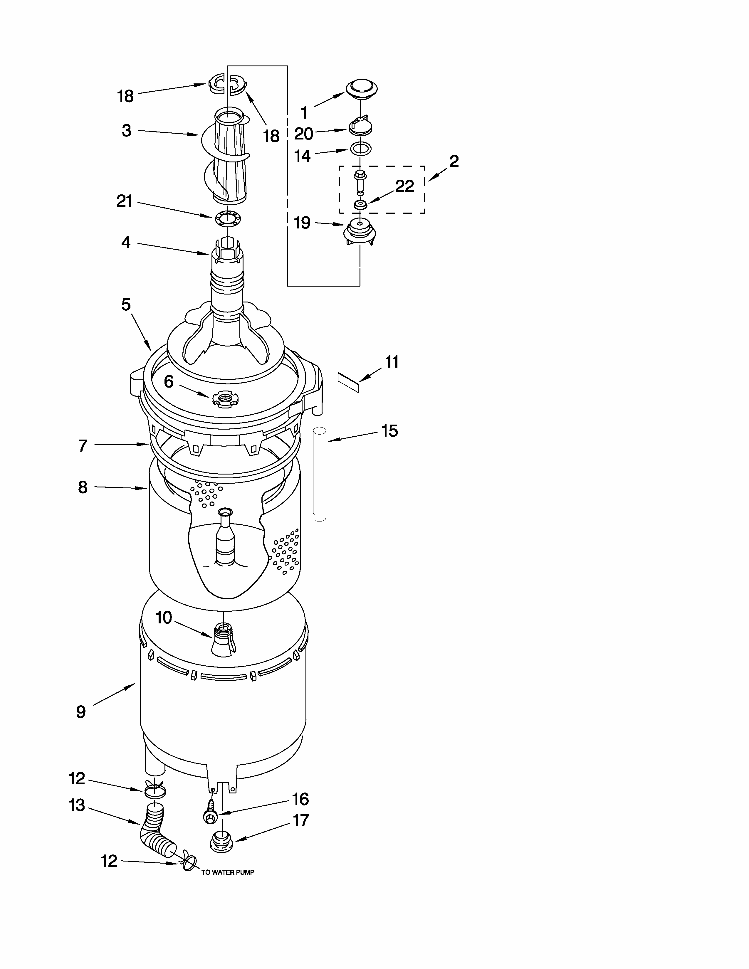 Tub And Basket Parts Diagram and Parts List for 11080754006  Kenmore Washer Dryer Combo