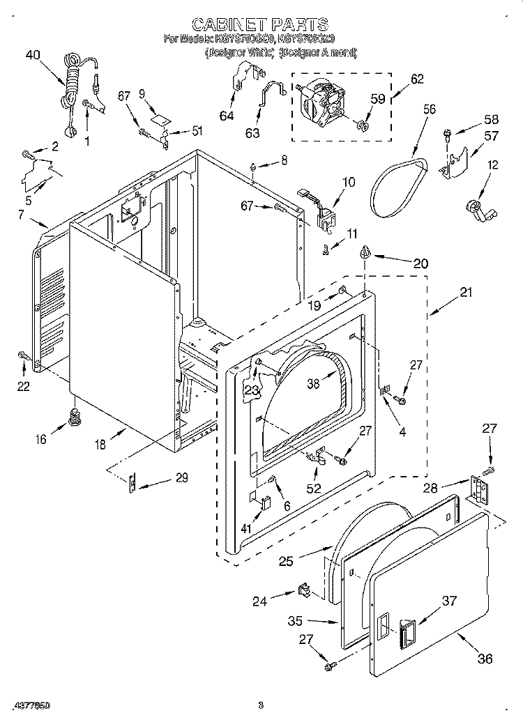 CABINET Diagram and Parts List for KGYS700GQ0  KitchenAid Dryer