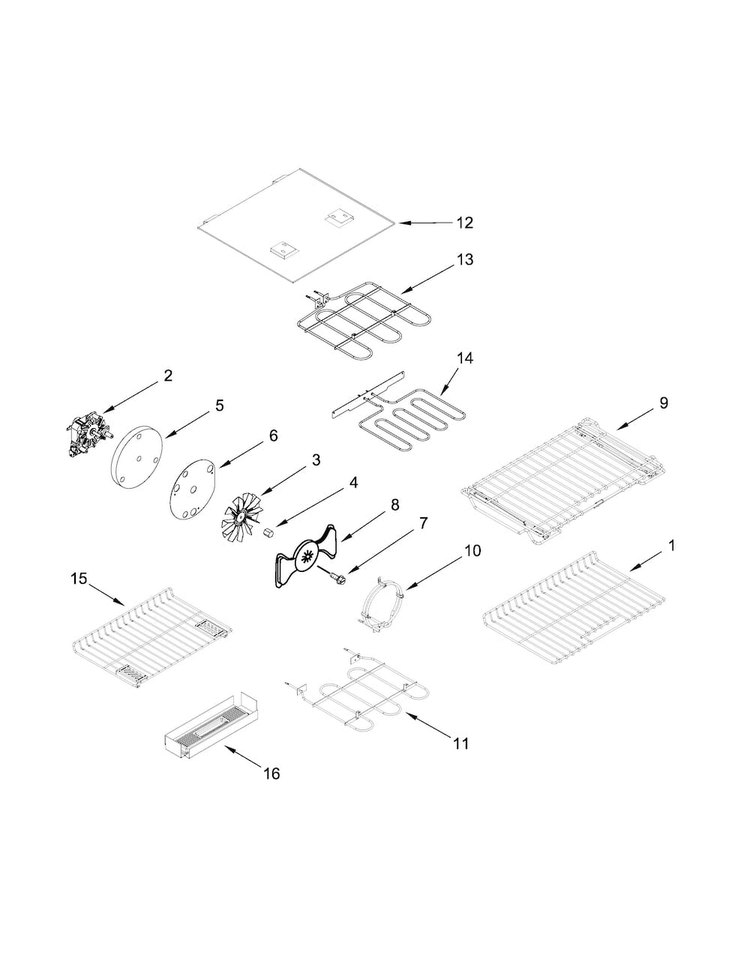 Internal Oven Parts Diagram and Parts List for KFDD500ESS02  KitchenAid Range