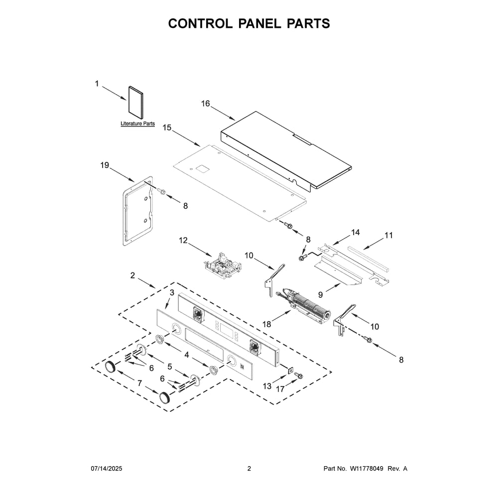 Control Panel Parts Diagram and Parts List for KOEC730SPS00  KitchenAid Microwave