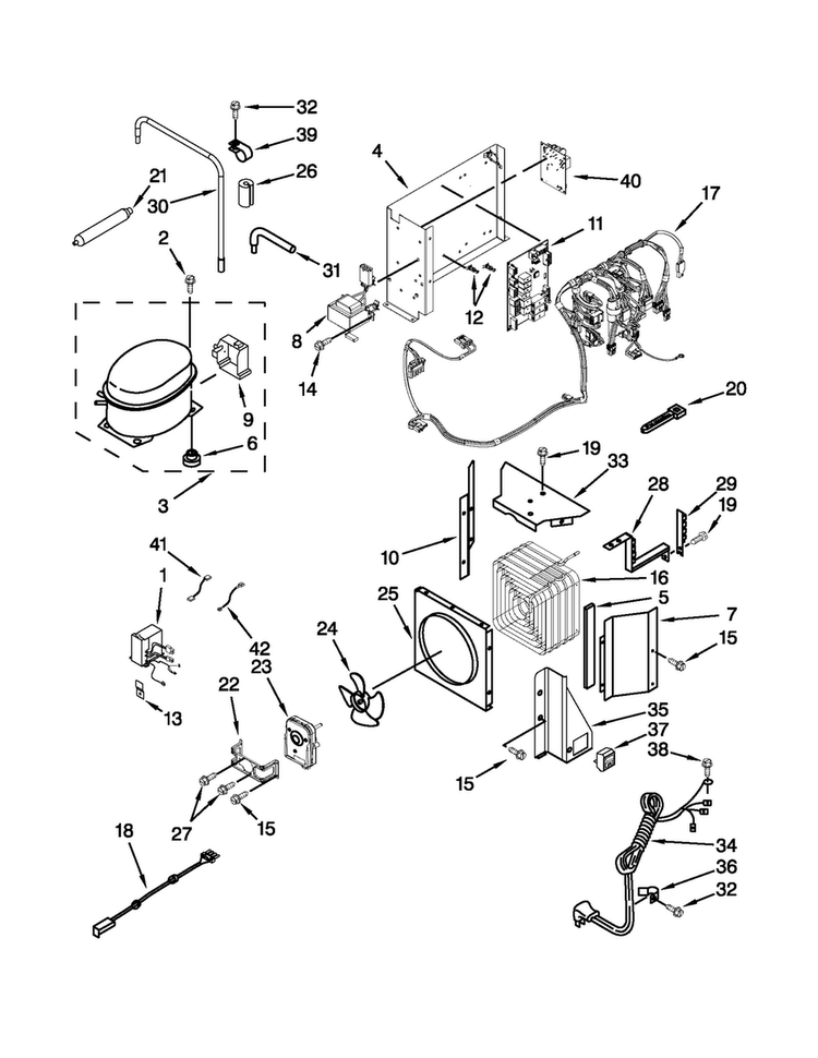 Upper Unit Parts Diagram and Parts List for KBRO36FTX07  KitchenAid Refrigerator