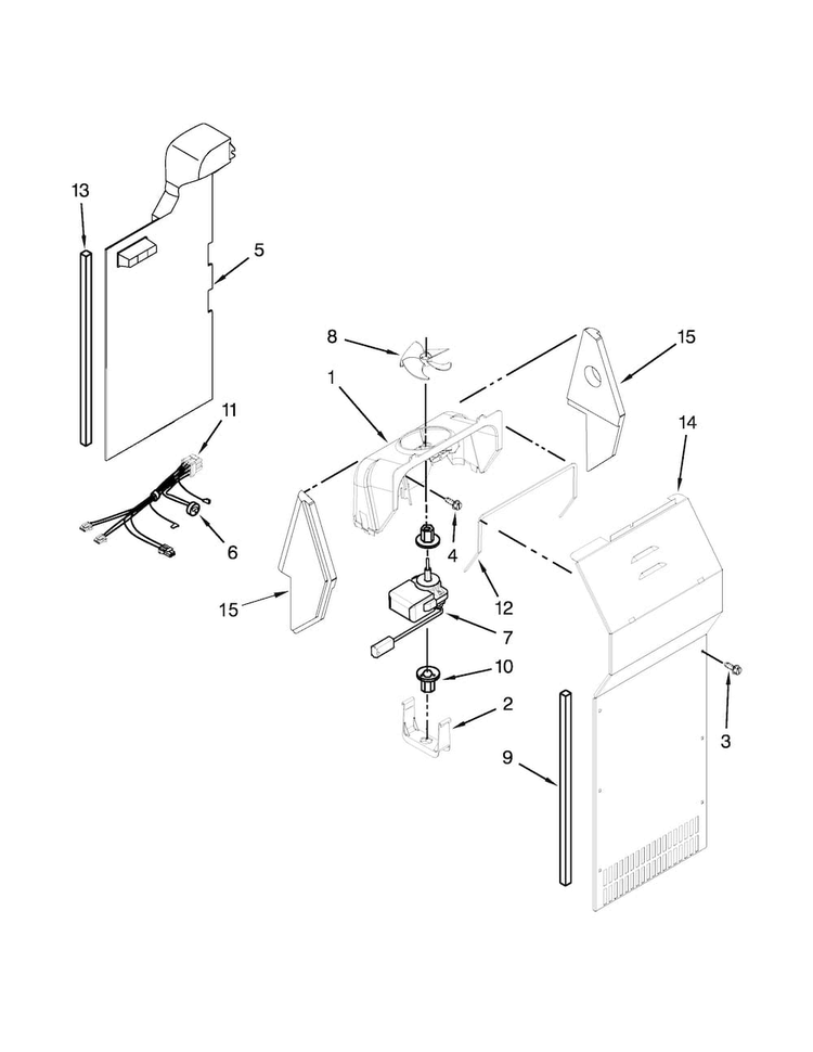 Air Flow Parts Diagram and Parts List for 10651792411  Kenmore Refrigerator